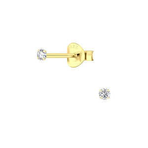 Tiny 2Mm Cubic Zirconia Stud Earrings | 14K Gold Plated Sterling Silver | Dainty and Elegant | Perfect Gift for Her