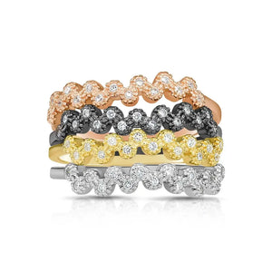 Trendy Sterling Silver Stackable Zig Zag Eternity Band Rings – Set of 4 for Everyday Glam and Special Occasions.