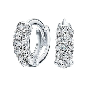 Triple Row Pave Diamond Huggie Hoop Earrings | 14K Gold Small Sparkle Hoop Earrings | Elegant Everyday Jewelry | Gift for Her.