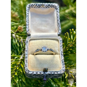 Vintage 9Ct Yellow Gold Diamond Starburst Engagement Ring (Size US 7 1/2)
