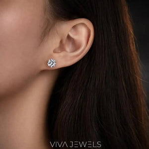 VVS1 2CT Moissanite Solitare Stud Earrings White Gold Plated, 8Mm