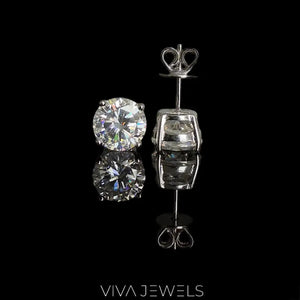 VVS1 2CT Moissanite Solitare Stud Earrings White Gold Plated, 8Mm
