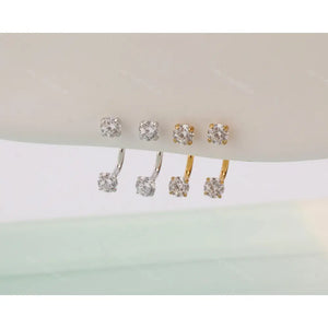 Sold as SINGLE- Waterproof 18G Titanium Flatback Front Back Earrings, Ear Jacket, Helix Stud, Tragus Stud, Daith Stud, Rook Stud
