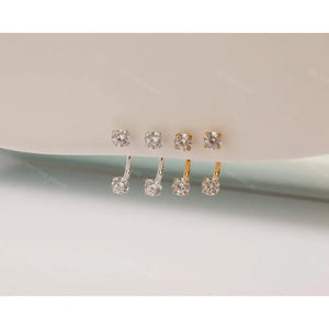 Sold as SINGLE- Waterproof 18G Titanium Flatback Front Back Earrings, Ear Jacket, Helix Stud, Tragus Stud, Daith Stud, Rook Stud