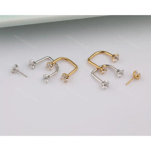Waterproof 18G Titanium Flatback Front Back Earrings, Ear Jacket, Helix Stud, Tragus Stud, Daith Stud, Rook Stud