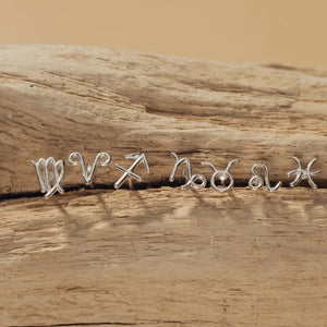 Zodiac Sign Stud Earrings in 925 Sterling Silver | 6Mm | Horoscope & Astrology Jewellery | Perfect Zodiac Sign Gift