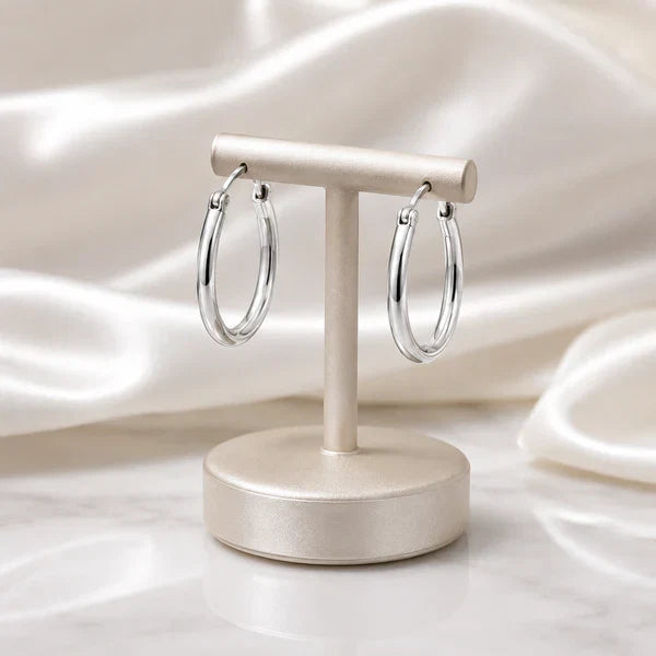 Silver Hoop Earrings.