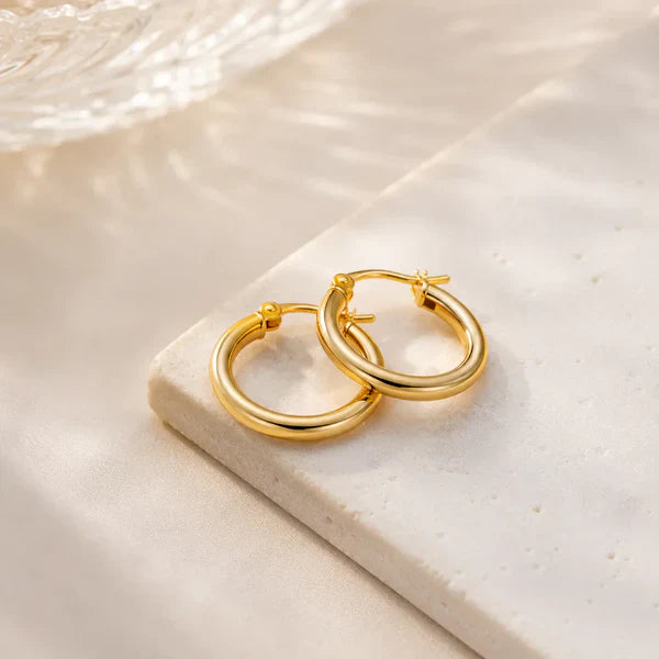14K Gold Hoop Earrings.