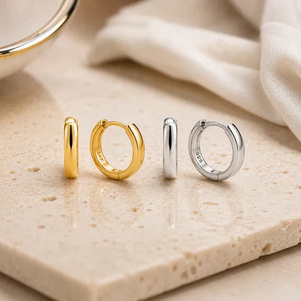 14K & 925 Huggies Hoops.