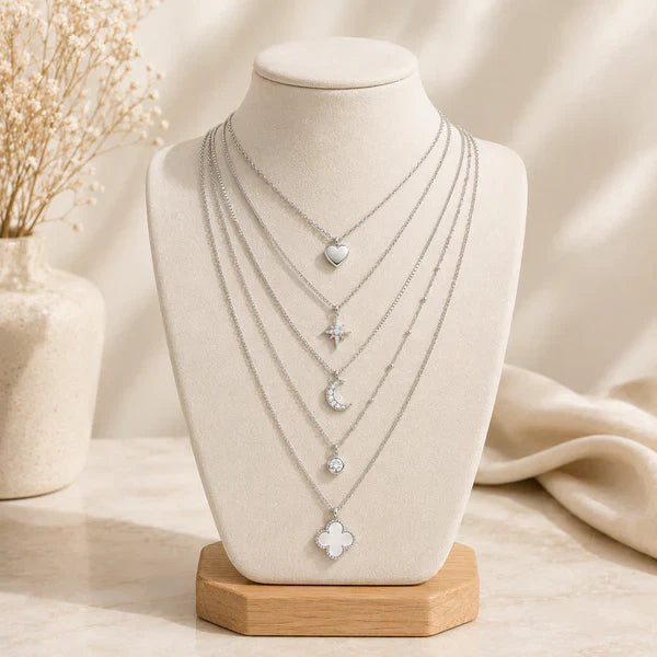 Silver Charm Necklaces.