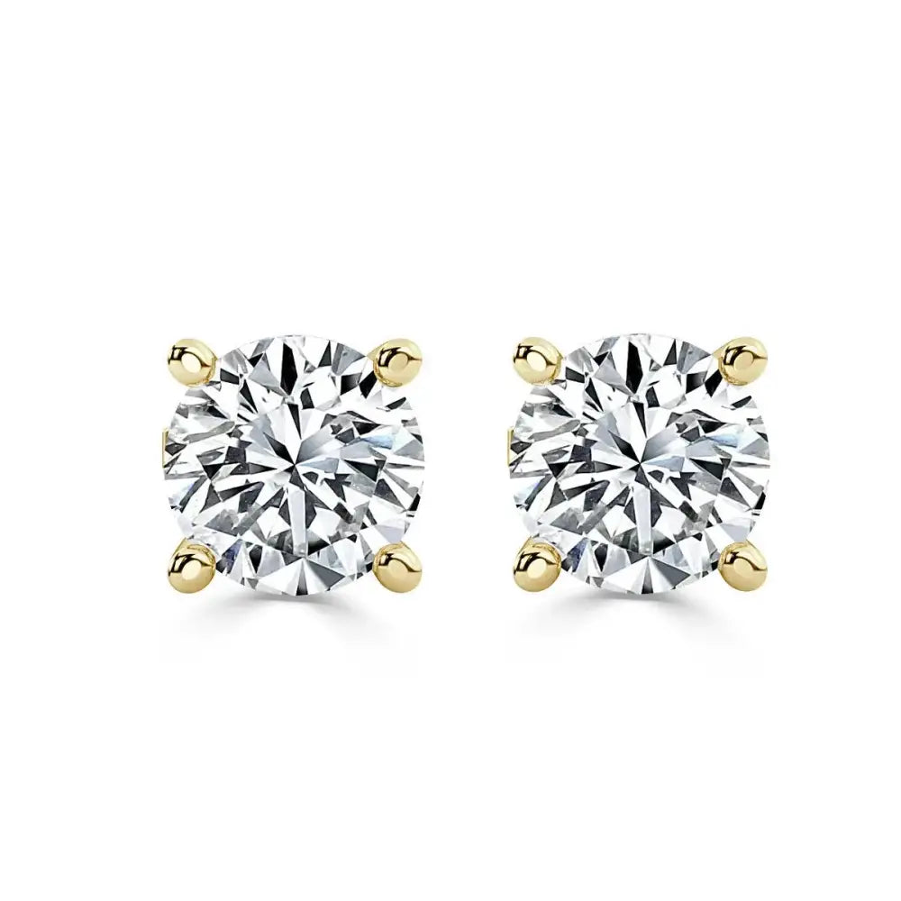 0.30Ct F/SI 100% Natural round Diamond Stud Earrings, Yellow Gold