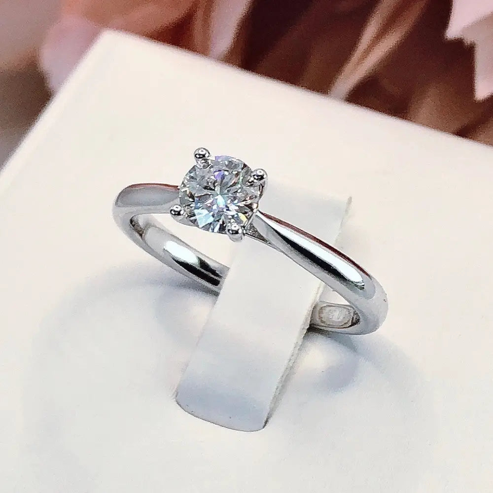 0.5Ct Diamond Engagement Ring, Solitaire Certified Moissanite Diamond Ring, Gold Simple Engagement Ring, Promise Ring, Anniversary Ring