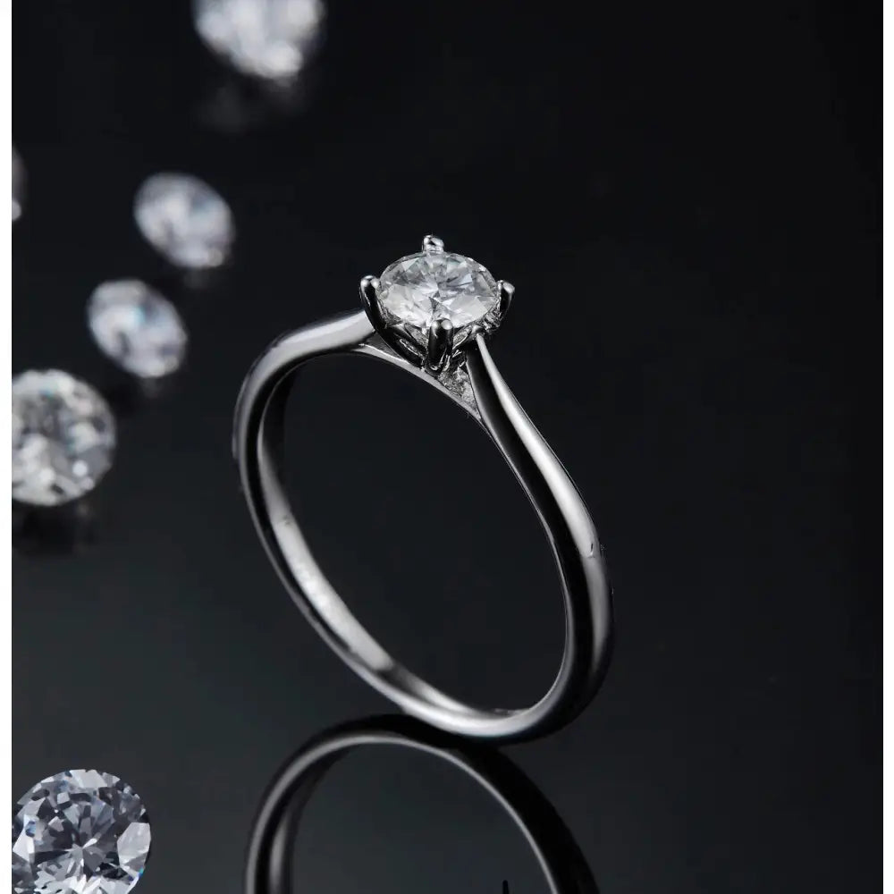 0.5Ct Diamond Engagement Ring, Solitaire Certified Moissanite Diamond Ring, Gold Simple Engagement Ring, Promise Ring, Anniversary Ring