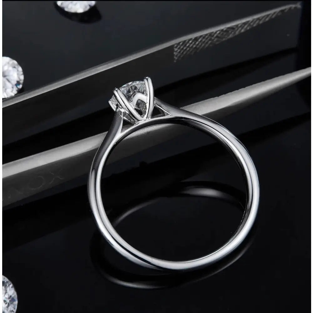 0.5Ct Diamond Engagement Ring, Solitaire Certified Moissanite Diamond Ring, Gold Simple Engagement Ring, Promise Ring, Anniversary Ring