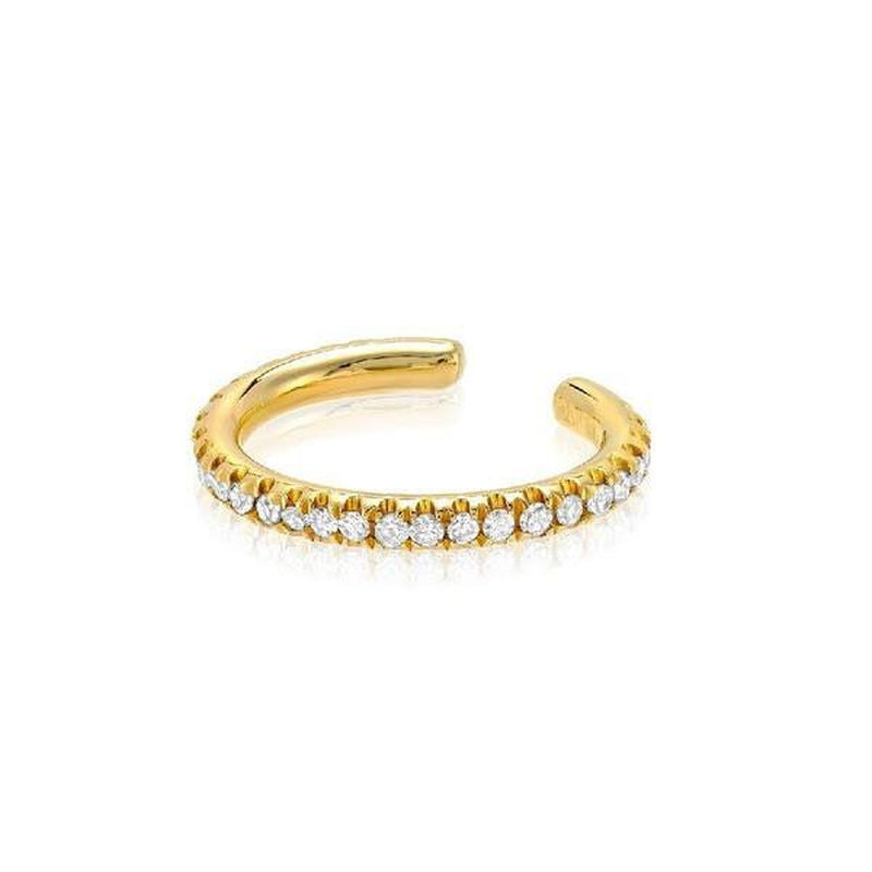 14K GOLD and Moissanite Ear Cuff -14K - Cuff- No Piercing -Gift for Her -Ear Climber - Trendy -Blogger - Gold• Dainty Ear Cuff