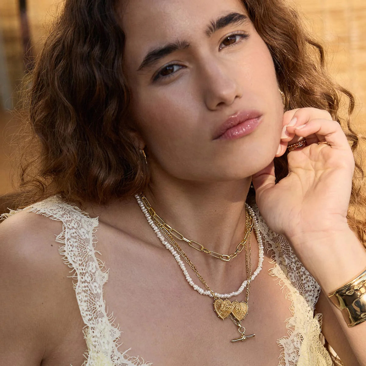Amulet T Bar Necklace 18Ct Gold Plate