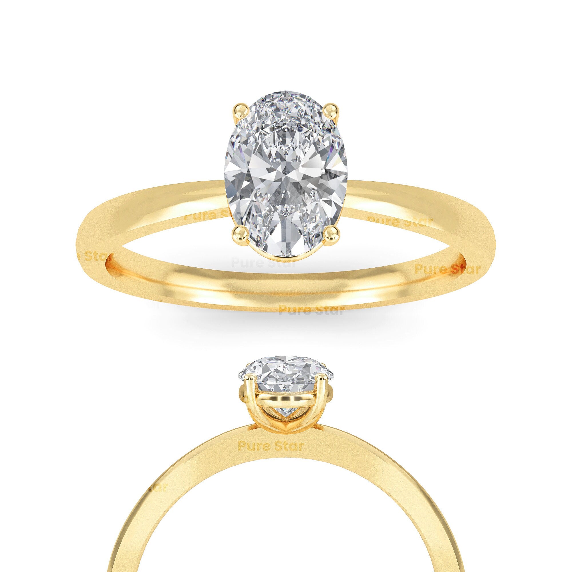 Oval Lab Grown Diamond Engagement Ring Solitaire Wedding Ring 1St Anniversary Ring Gift Simple Oval Diamond Ring for Proposal Oval Brilliant
