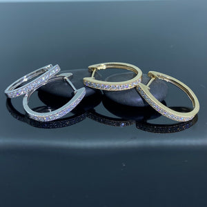 Lab Grown Diamond Hoop Earrings, 14K Gold U Shape, Handmade