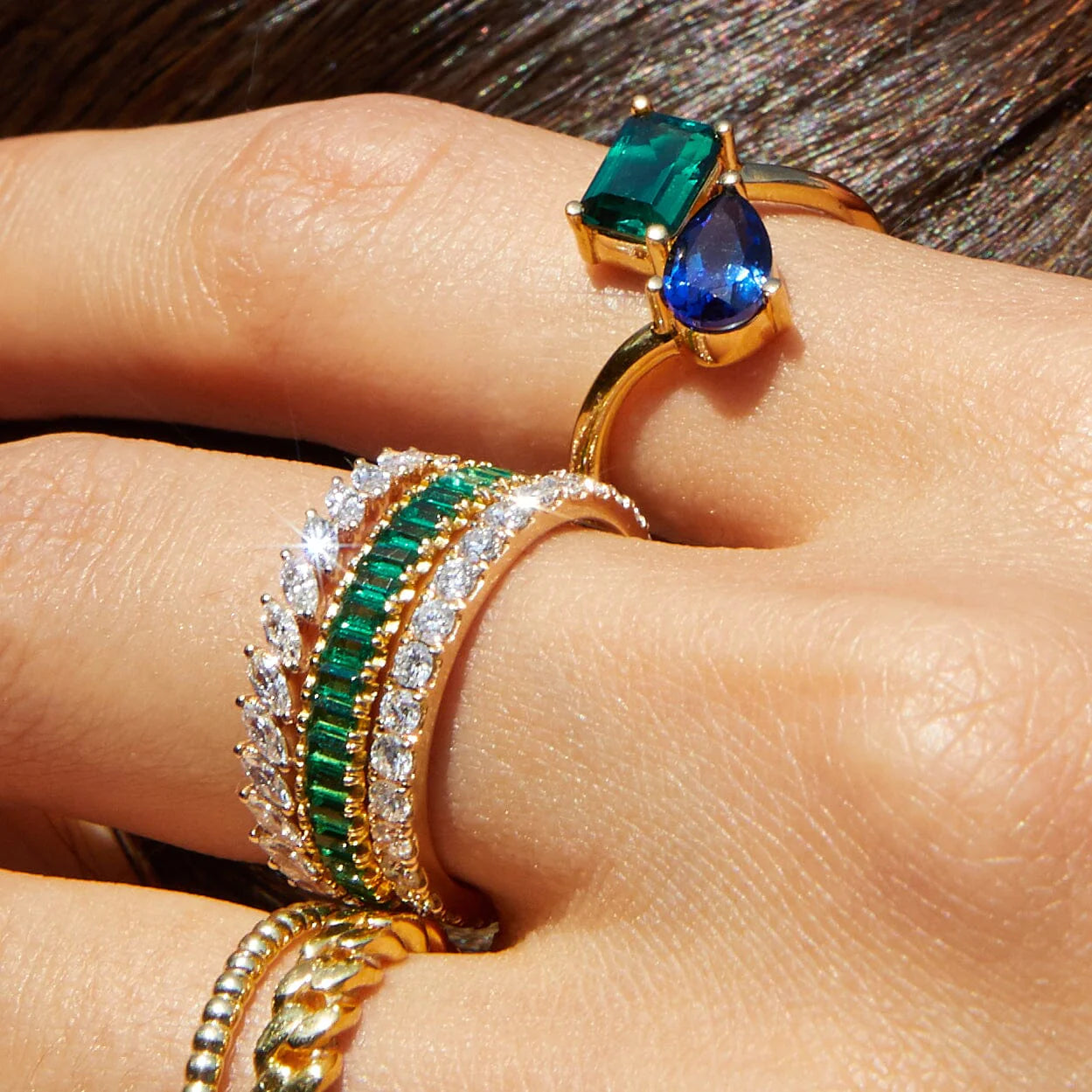 Lab Grown Green Emerald Baguette Eternity Ring NikNenz™ Premium Gold & Diamonds
