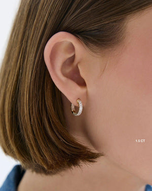Stunning Emerald Lab Diamond Huggies - Elevate Your Style!.