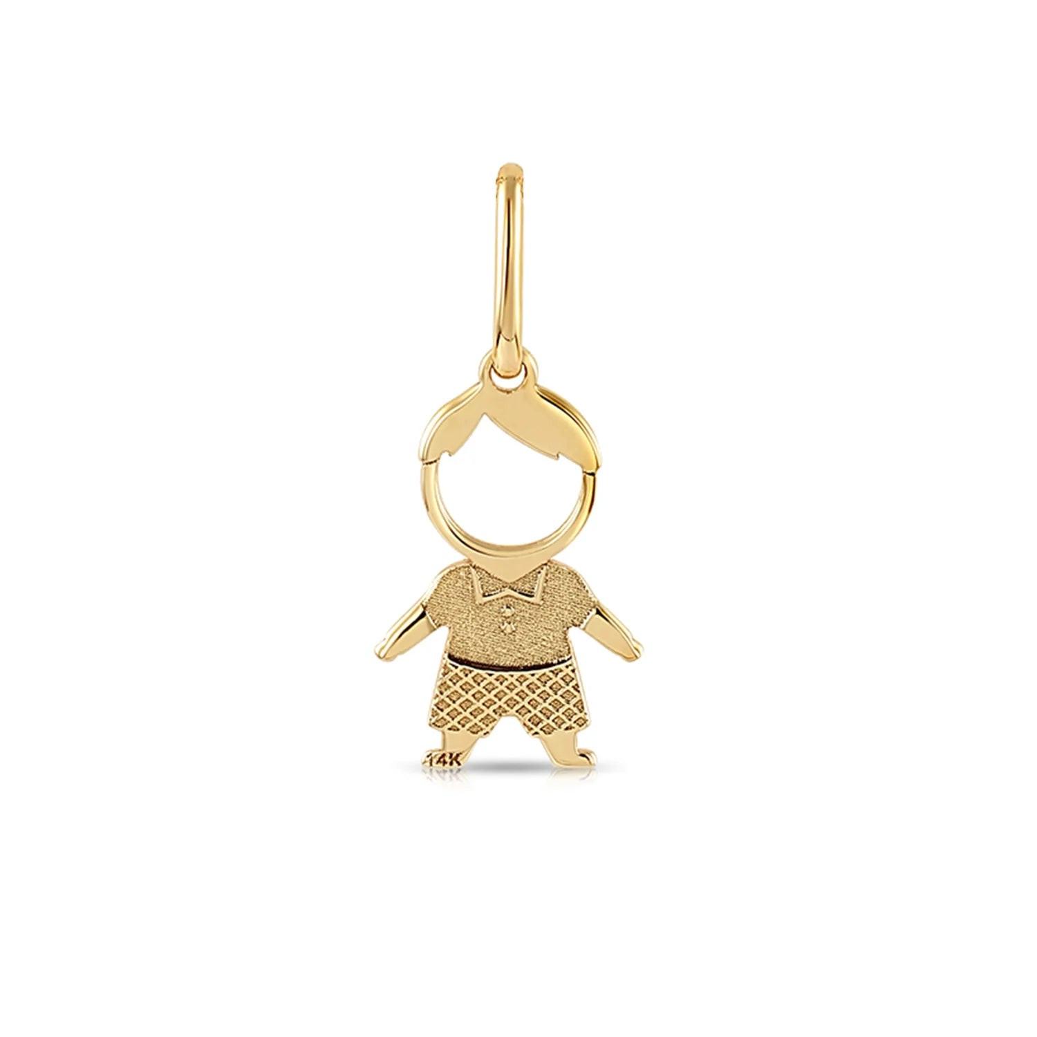 Charming 14K Yellow Gold Little Boy Pendant Necklace with 18" Chain - A Perfect Gift!.