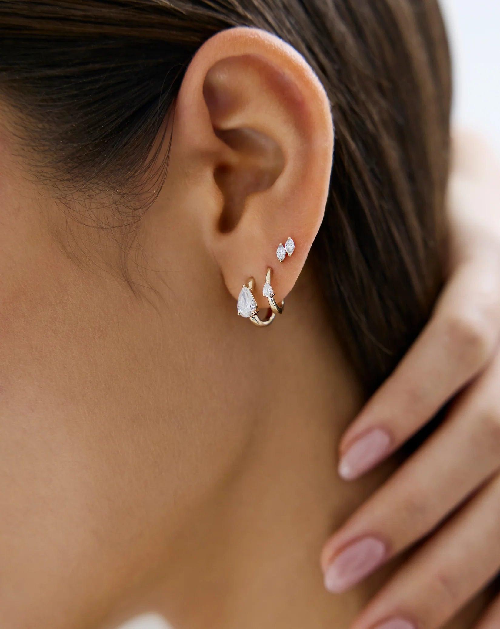 Stunning Double Marquise Lab Diamond Stud Earrings.