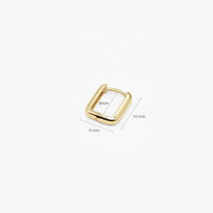 Elegant 14K Solid Gold Rectangular Huggie Earrings - Chic Small Hinged Everyday Hoops.