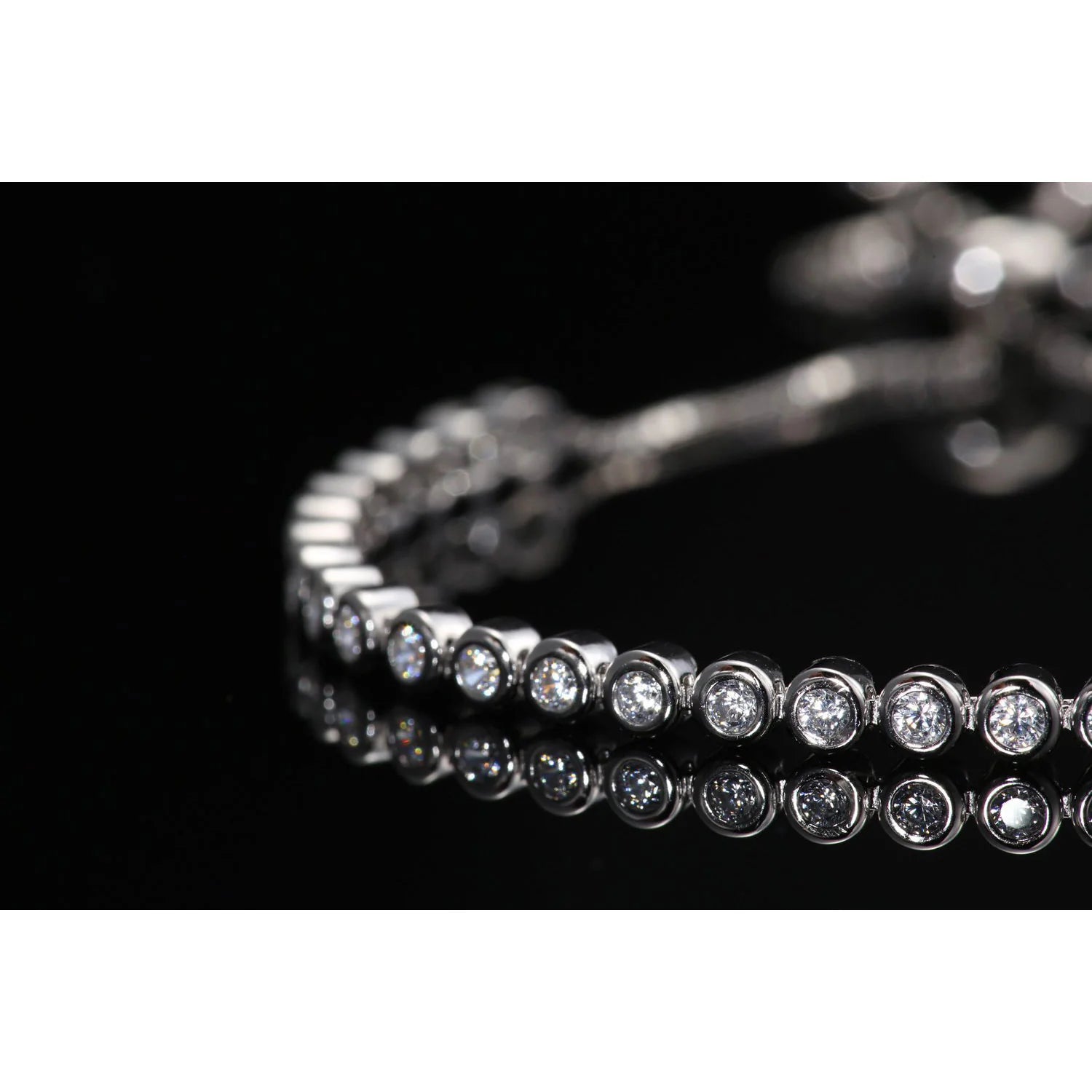 CZ Elegant Tennis Bracelet, Adjustable in Sterling Silver