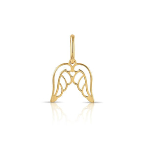Exquisite 14K Yellow Gold Angel Wings Pendant with 18" Necklace – A Touch of Elegance.
