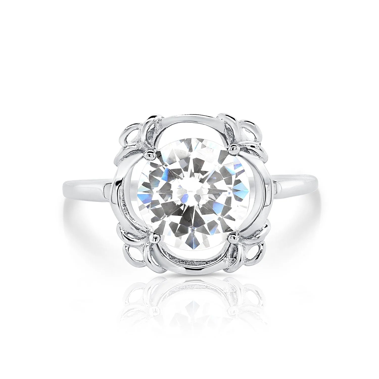 CZ Birthstone Ring, 4 Colors in Sterling Silver