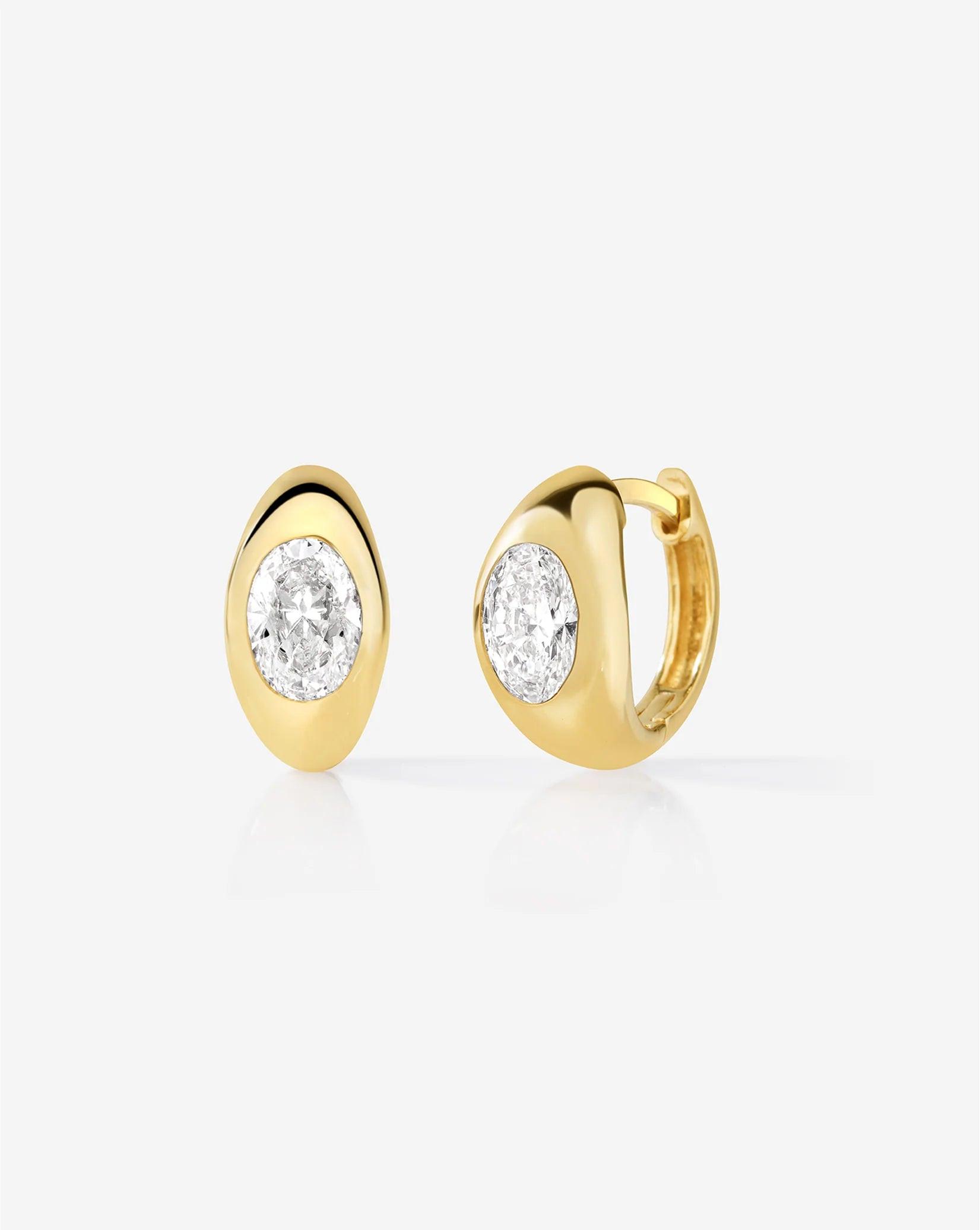 Elegant Framed Lab Diamond Huggie Earrings.