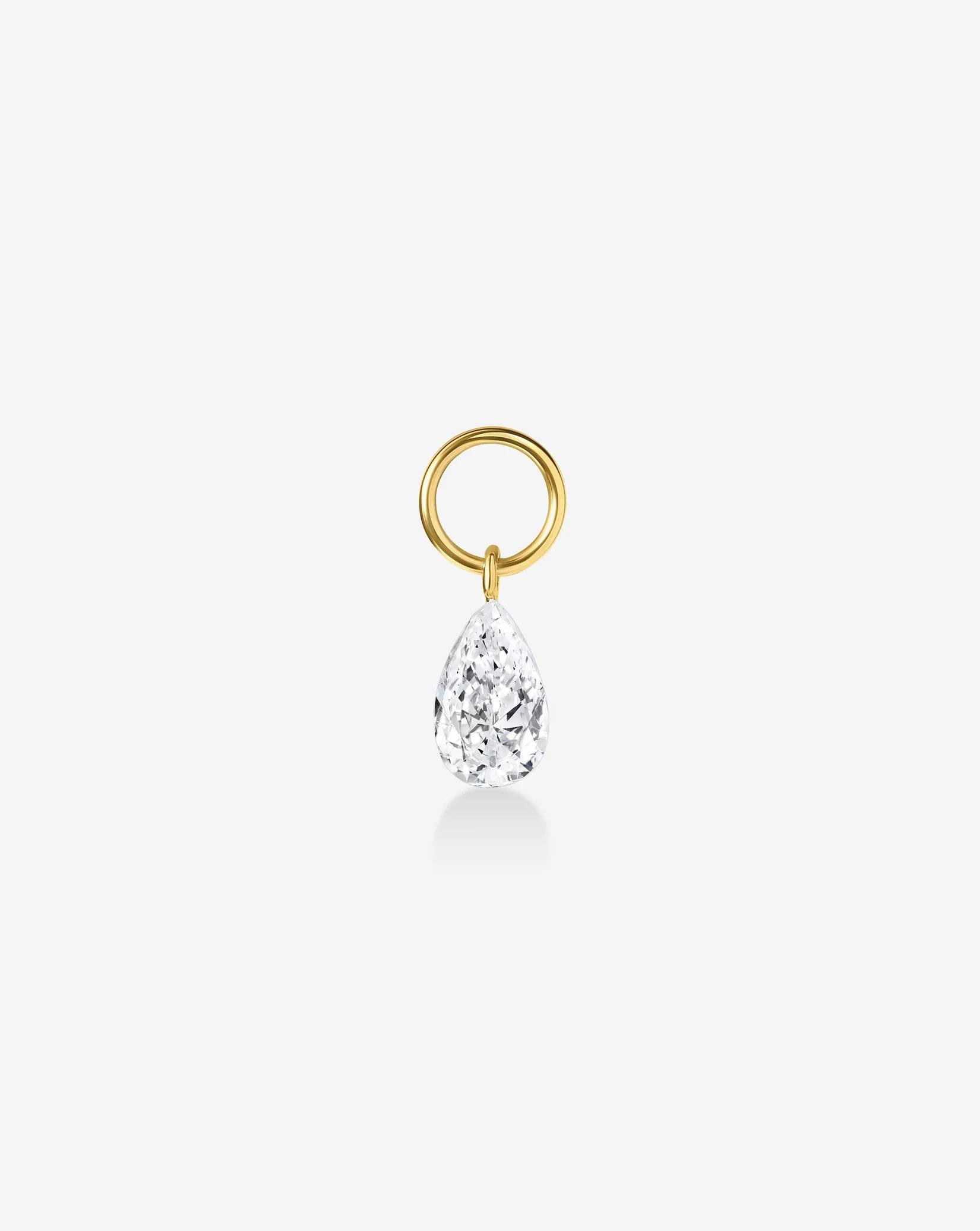 Radiant Pear Lab Diamond Huggie Charm Earrings.
