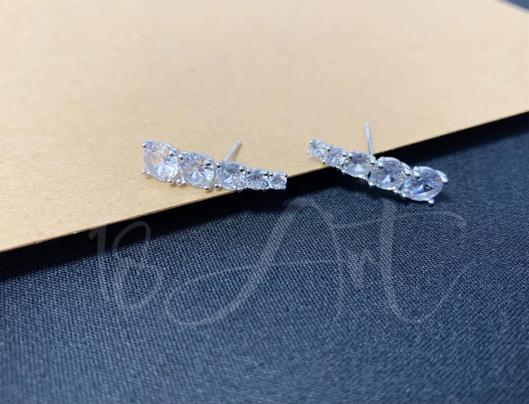 Diamond Ear Crawler,Stud Earrings,Dainty CZ Ear Climber Earrings,Cluster Stud Earring Women,Sterling Silver Bridesmaid Gifts for Her