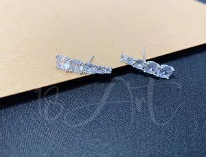 Diamond Ear Crawler,Stud Earrings,Dainty CZ Ear Climber Earrings,Cluster Stud Earring Women,Sterling Silver Bridesmaid Gifts for Her
