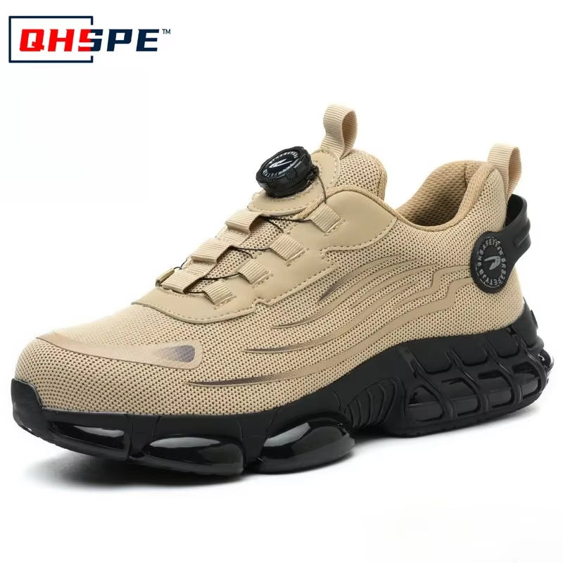 Rotating Button New Safety Shoes Men Anti-Smash Anti-Puncture Work Shoes Fashion Men Sport Shoes Security Protective Boots Men