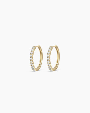 14K Diamond 15Mm Hoops