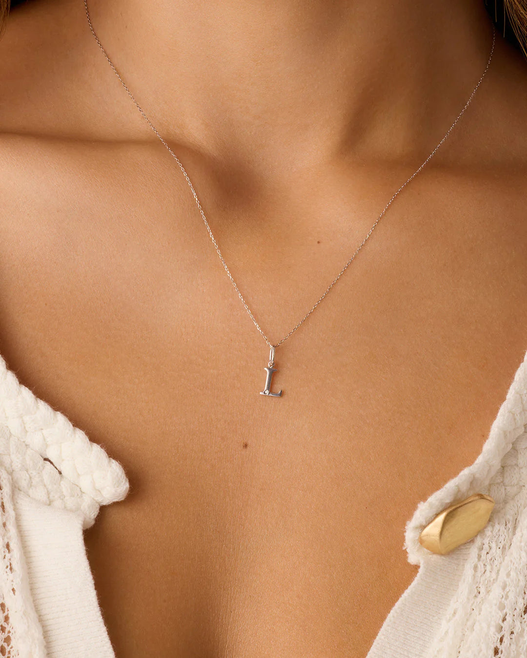 Diamond Vintage Alphabet Charm Necklace