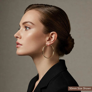 14K Gold Classic Hoop Earrings, Solid 14K Yellow Gold Chunky Hoops, Bold and Classy 3Mm, Designed & Handmade by TILO Jewelry