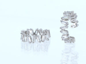 Baguette Diamond CZ Ear Cuffs, Non Pierced Conch Wrap No Piercing Cartilage Jewelry