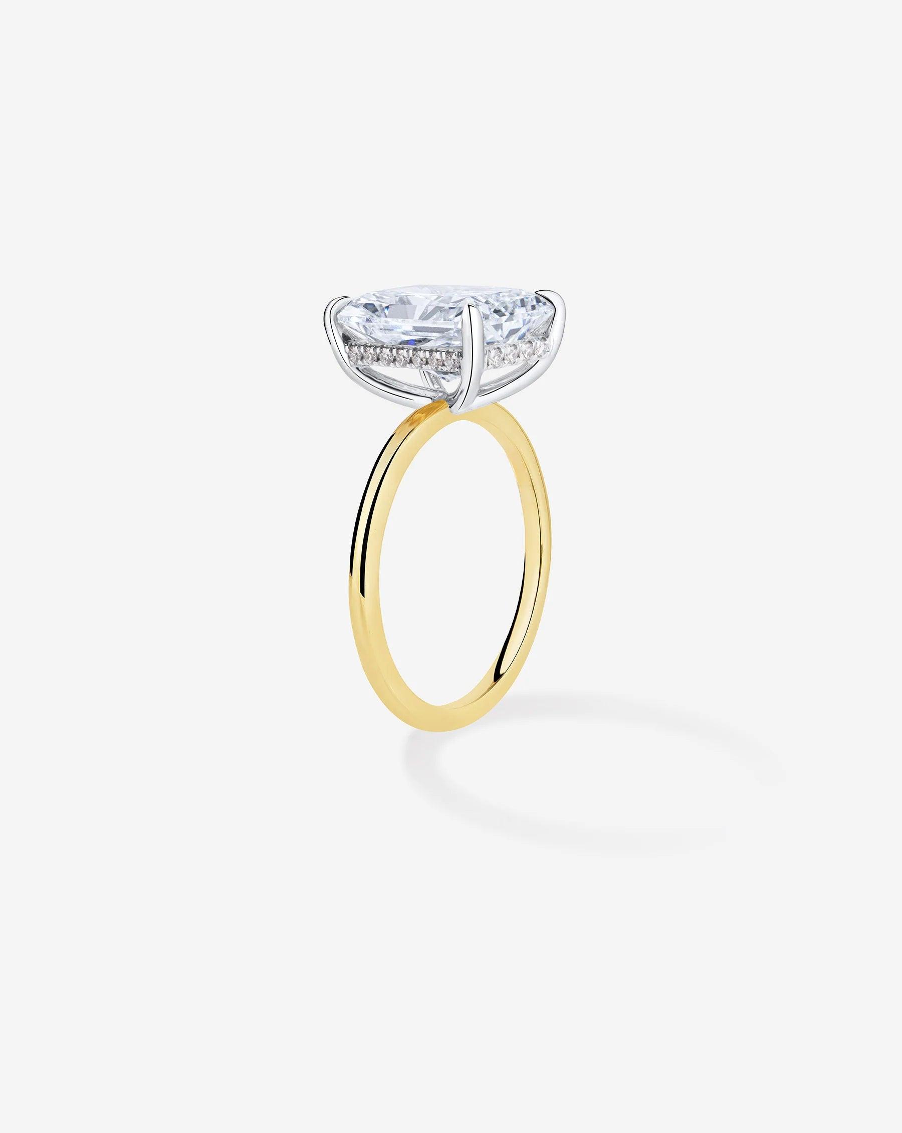 Stunning 3.37 Carat Radiant Lab Diamond in Whisper Thin® Hidden Halo Setting.