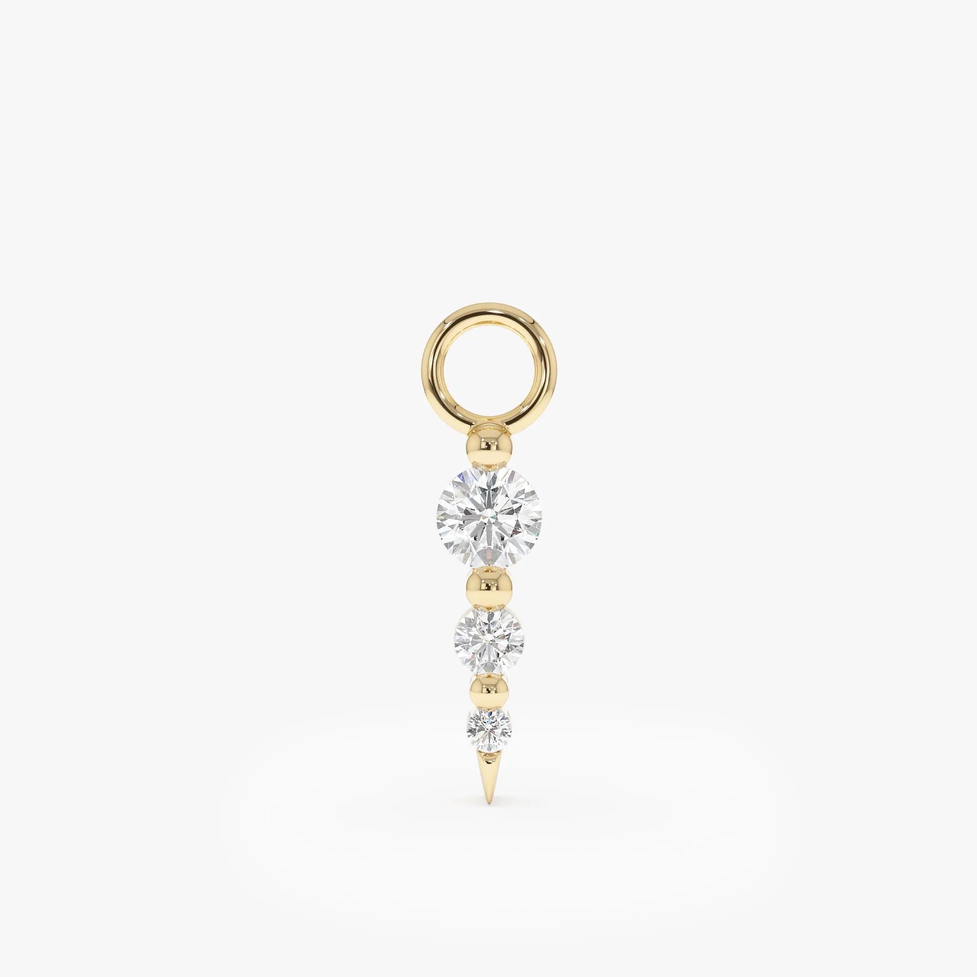 Dainty Diamond Spike Dangle Charm, Solid Gold Lab Grown Diamond Charms, Mix and Match Earrings Charms, Charm Jewelry, 10K, 14K, 18K, Olyn