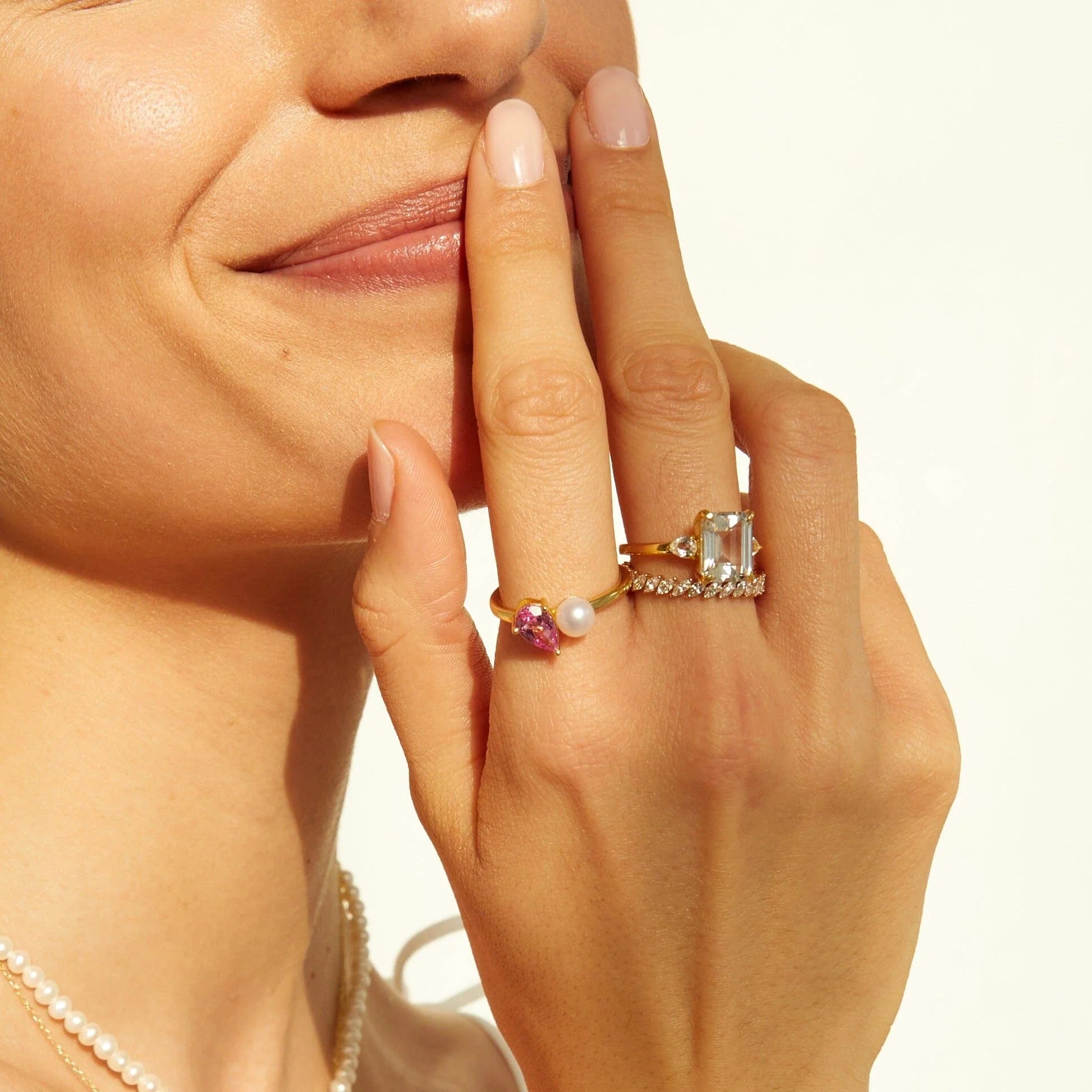 Pearl Toi Et Moi Ring NikNenz™ Premium Gold & Diamonds