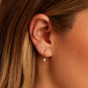 18K Floating Diamond Huggies