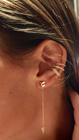 14K GOLD and Moissanite Ear Cuff -14K - Cuff- No Piercing -Gift for Her -Ear Climber - Trendy -Blogger - Gold• Dainty Ear Cuff