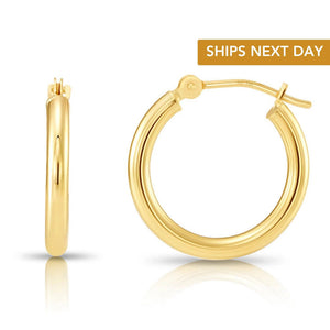 Elevate Your Style with Exquisite Handmade 14K Solid Yellow Gold Round Hoop Earrings.