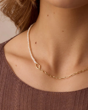 Lou Pearl Alphabet Necklace NikNenz™ Premium Gold & Diamonds