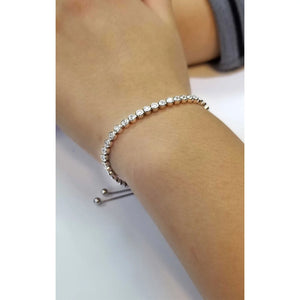 CZ Elegant Tennis Bracelet, Adjustable in Sterling Silver