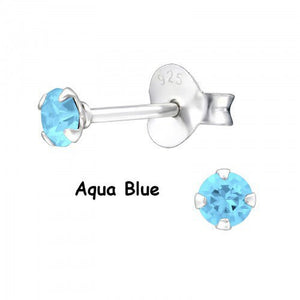 925 Sterling Silver round Earrings Studs Tiny Small One Pair