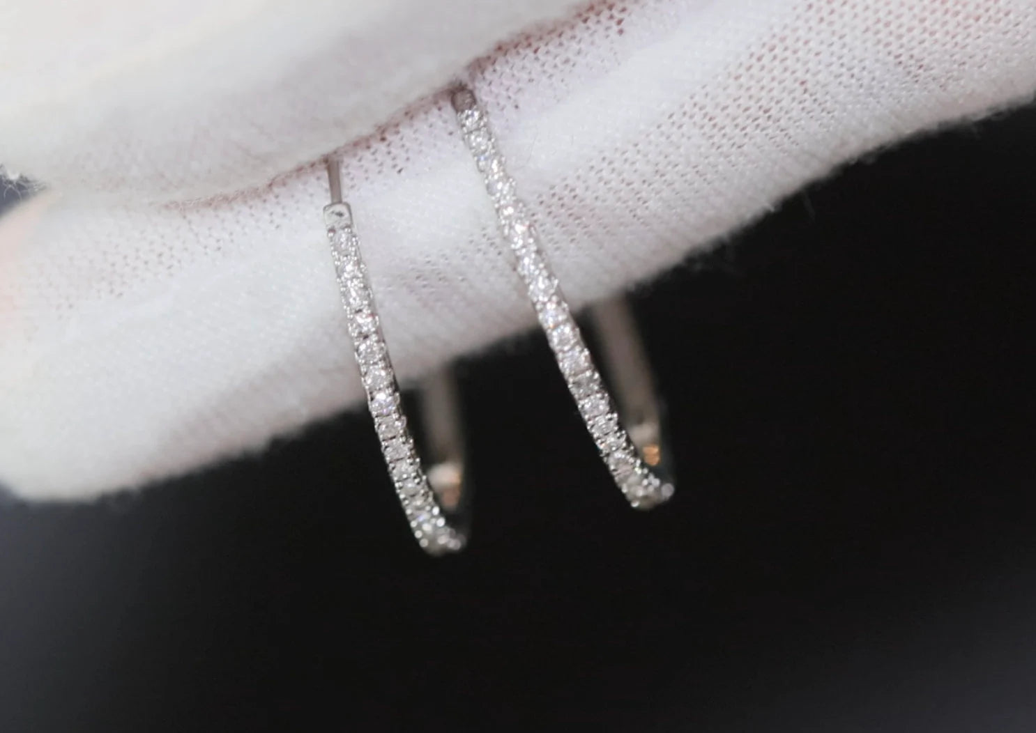 Diamond Hoop Earrings | Hoop Earrings | Womens Big Diamond Earrings | Silver Hoop Earrings with Diamonds | Womens Hoop Earrings | Earrings