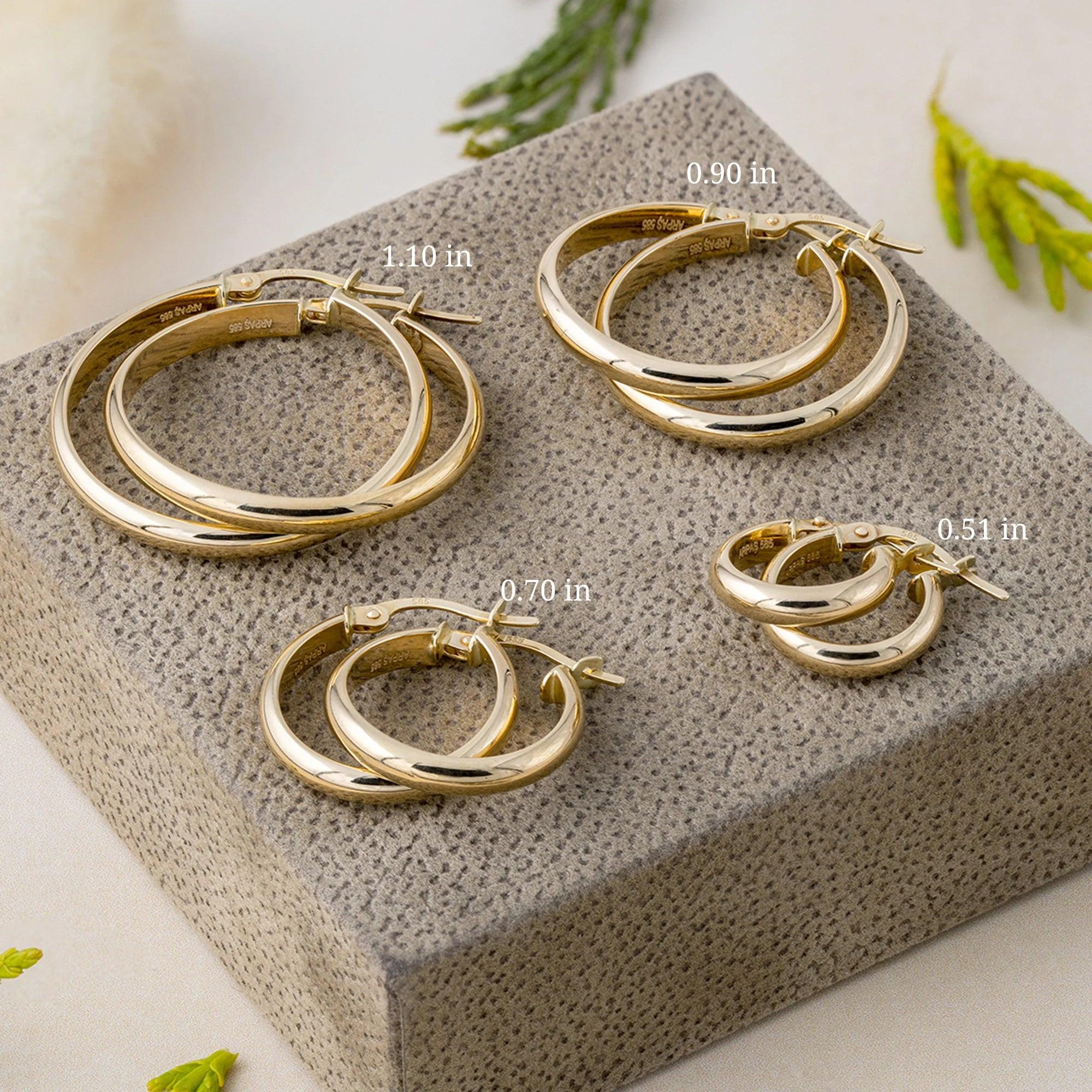 Bold 14K Solid Gold Hoop Earrings - Classic 3.10mm Thick Design.